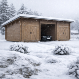 Duo-barn with Carport, solid wall