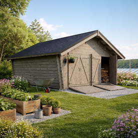 Log barn with solid wall 20 m2